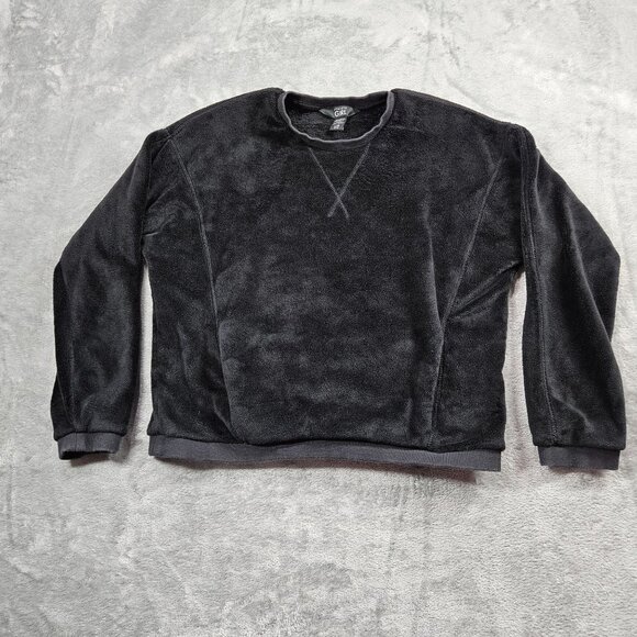 Athleta Top Girls Large Black Feelin Great 2.0 Plush Velour Sweatshirt - Picture 2 of 9